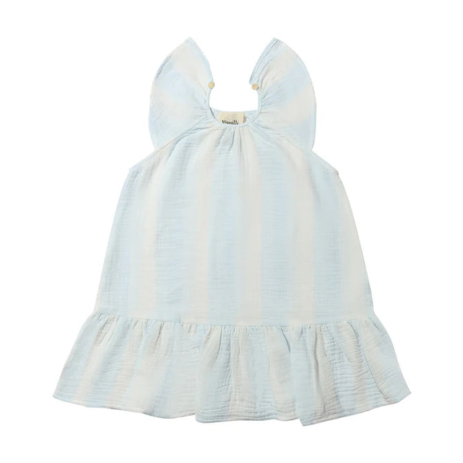 Benny Dress in Blue Stripe Gauze