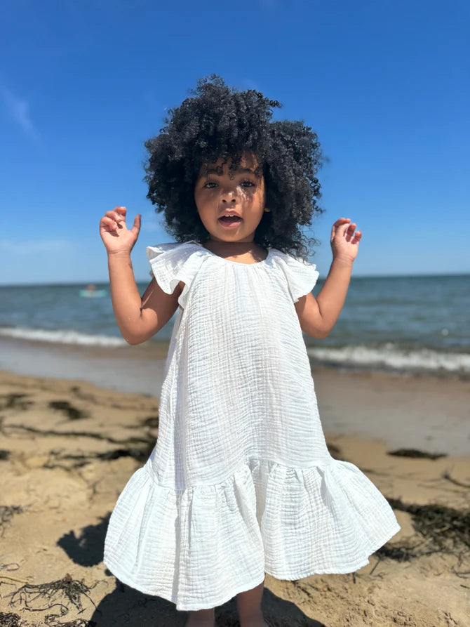 Benny Dress in Blue Stripe Gauze