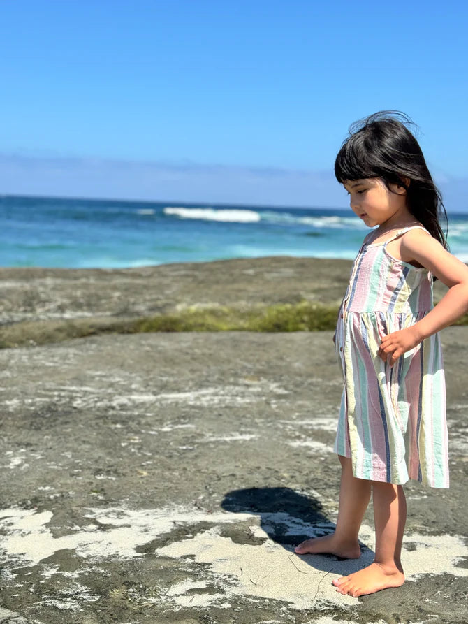 Brooklyn Dress in Aqua Pink Stripe