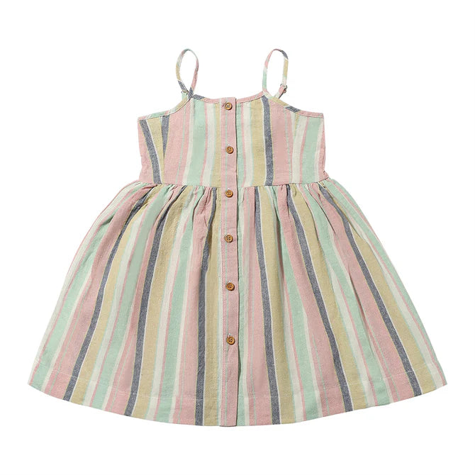 Brooklyn Dress in Aqua Pink Stripe