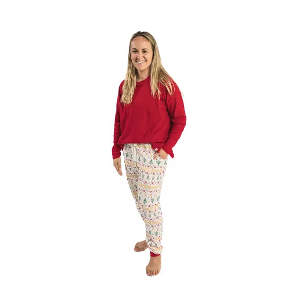 Womens Gingerbread Fair Isle Jogger & Tee PJ Set