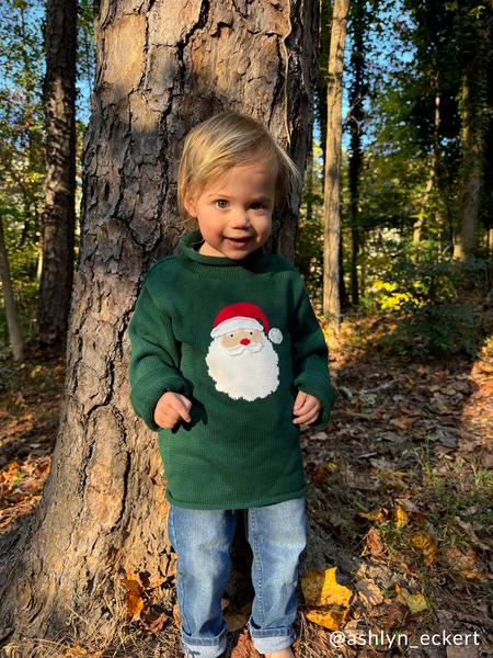Green Santa Rollneck Toddler Sweater