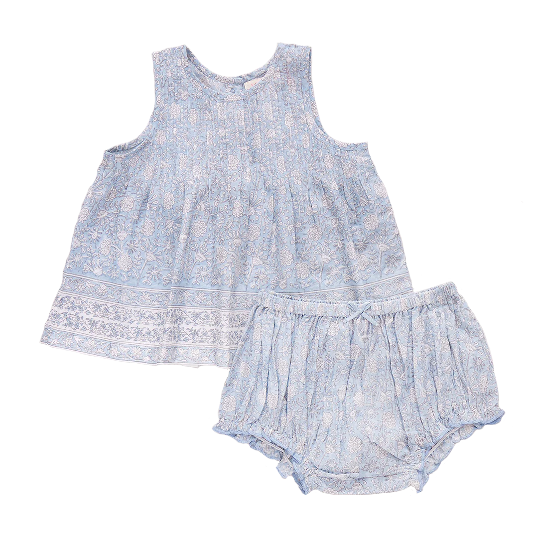 Baby Girls Jaipur 2-Piece Set - Light Blue Garden