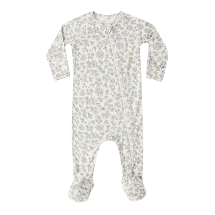 Bamboo Zip Footie || Blue Floral