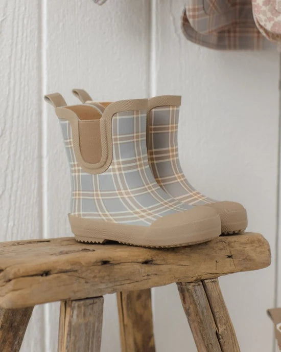 Rain Boots- Blue Plaid