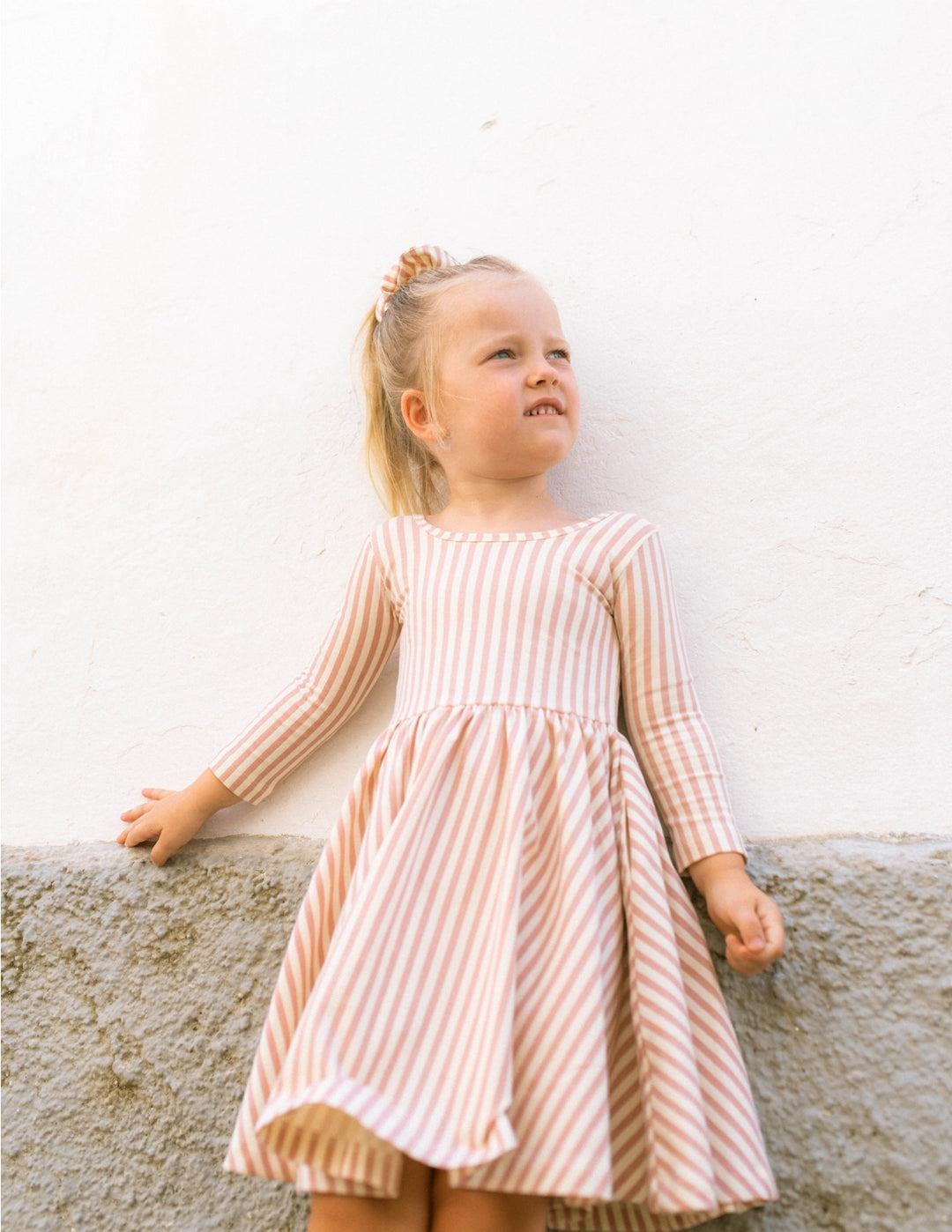 Twirl Dress in Thin Pink Stripe