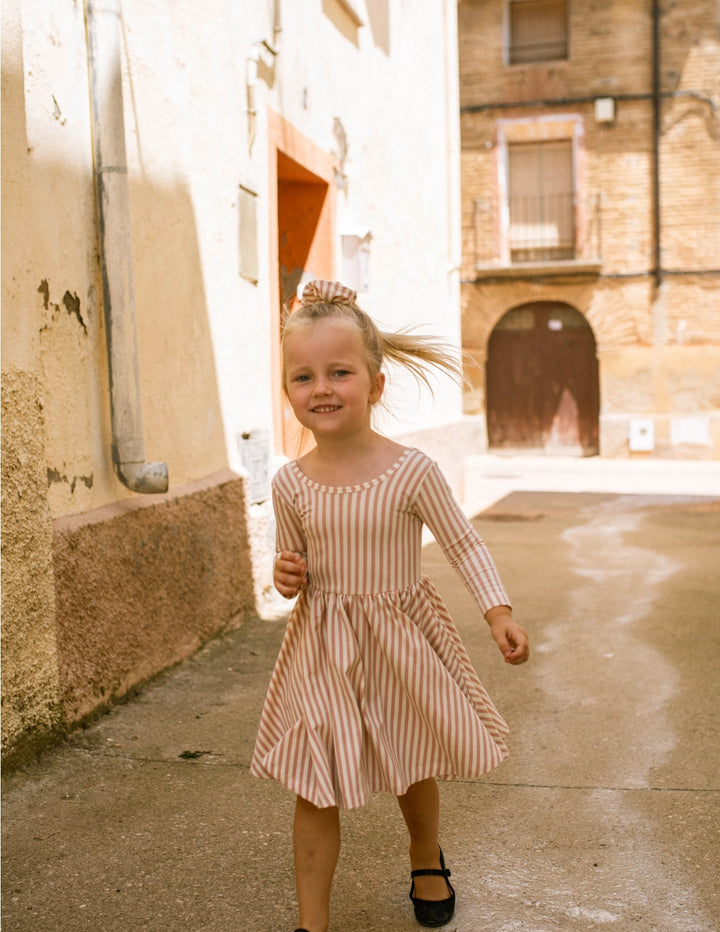 Twirl Dress in Thin Pink Stripe