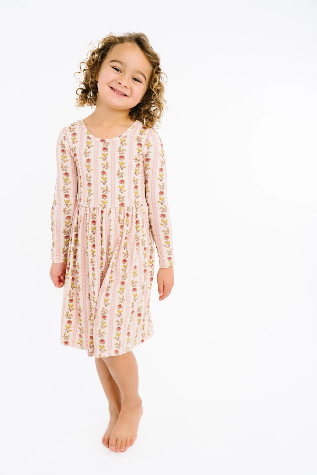Vintage Floral Stripe Bamboo Dress