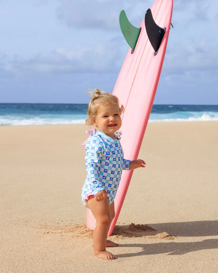 Coastal Cutie One-Piece Rashguard - Island Check