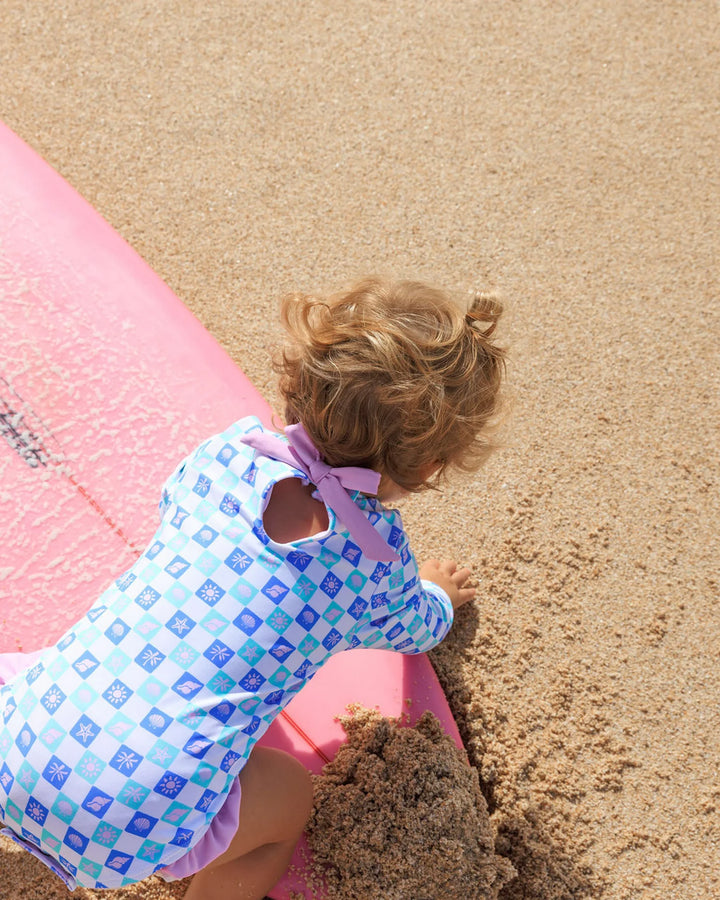 Coastal Cutie One-Piece Rashguard - Island Check