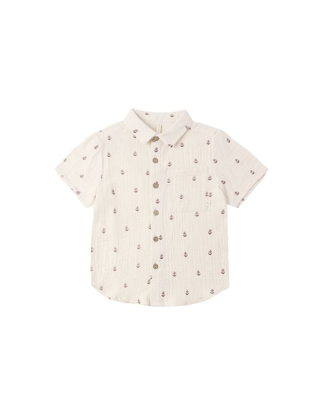 Collared Short Sleeve Shirt || Anchors