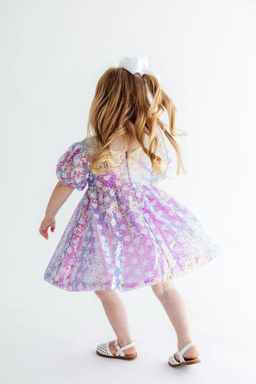 Periwinkle Heart Sequin Dress