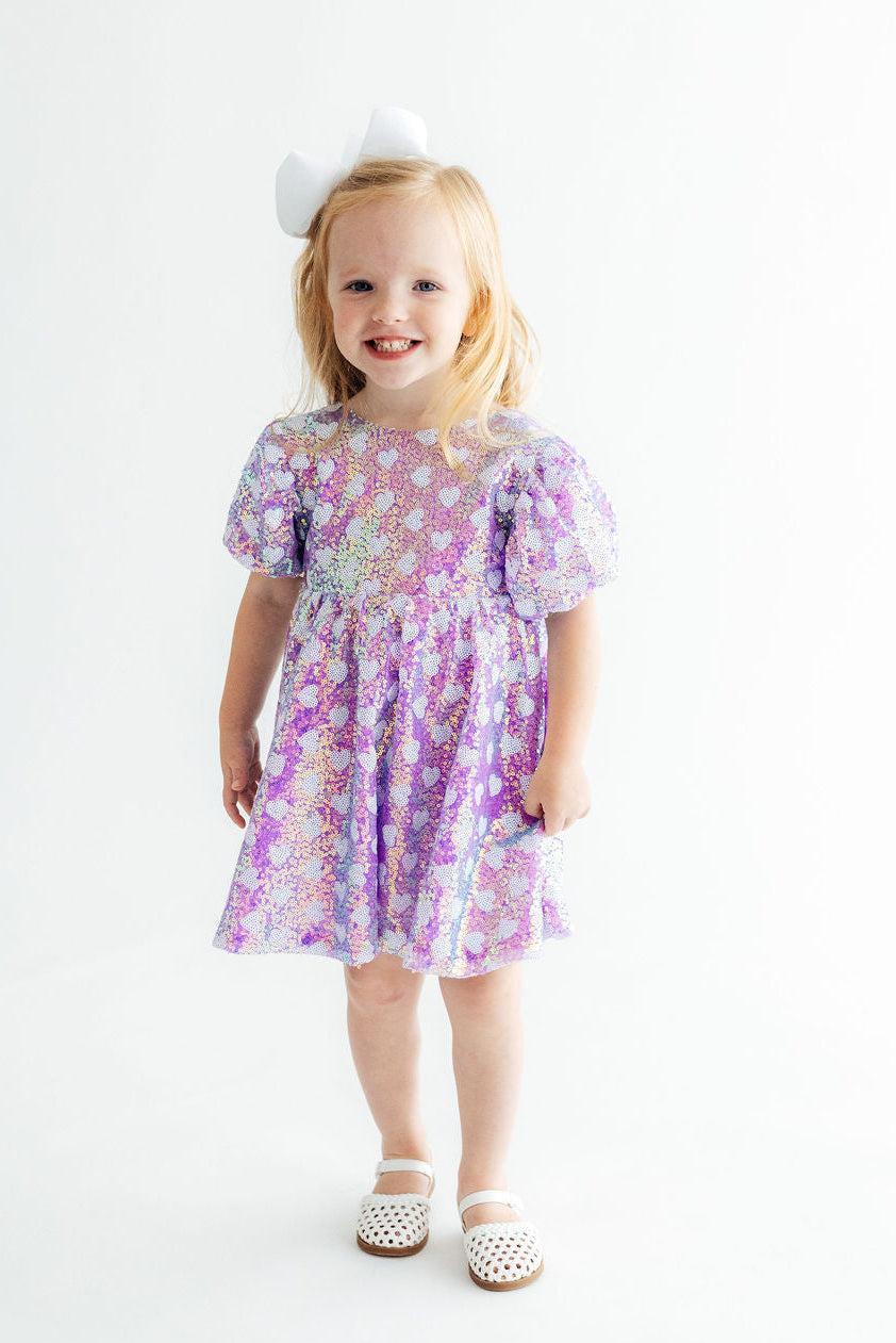 Periwinkle Heart Sequin Dress