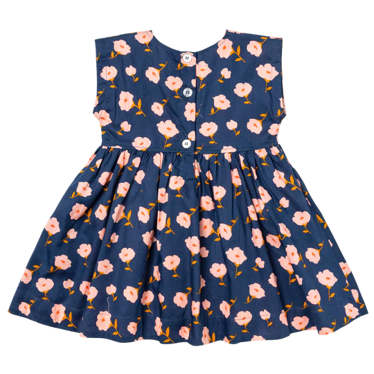 Adaline Dress - Navy Flower Toss