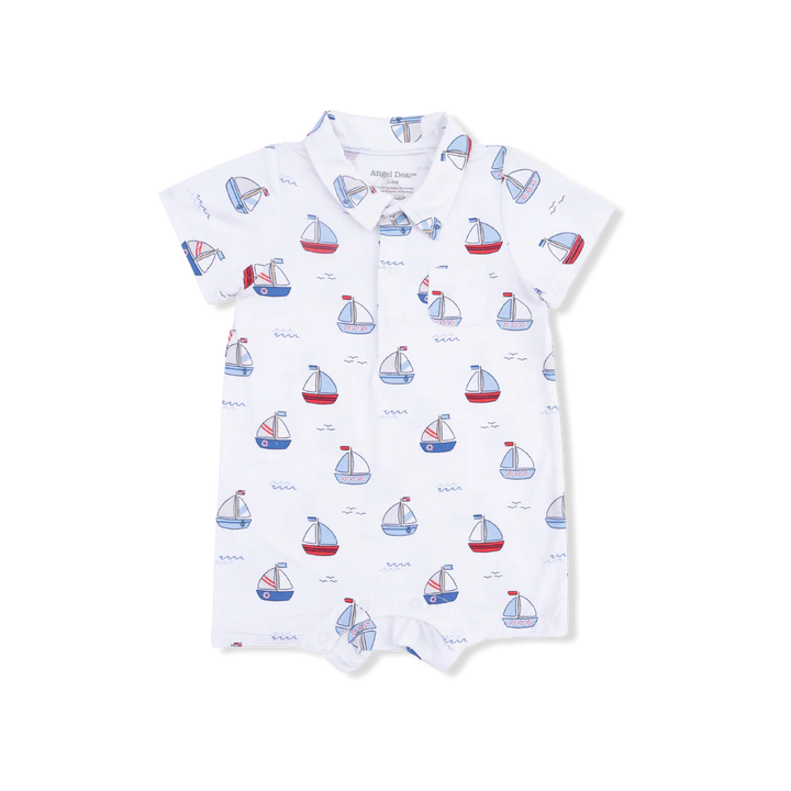 Bubbly Sailboats Blue - Polo Shortie