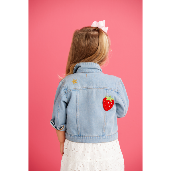 Denim Ruffle Patch Jacket