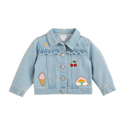 Denim Ruffle Patch Jacket