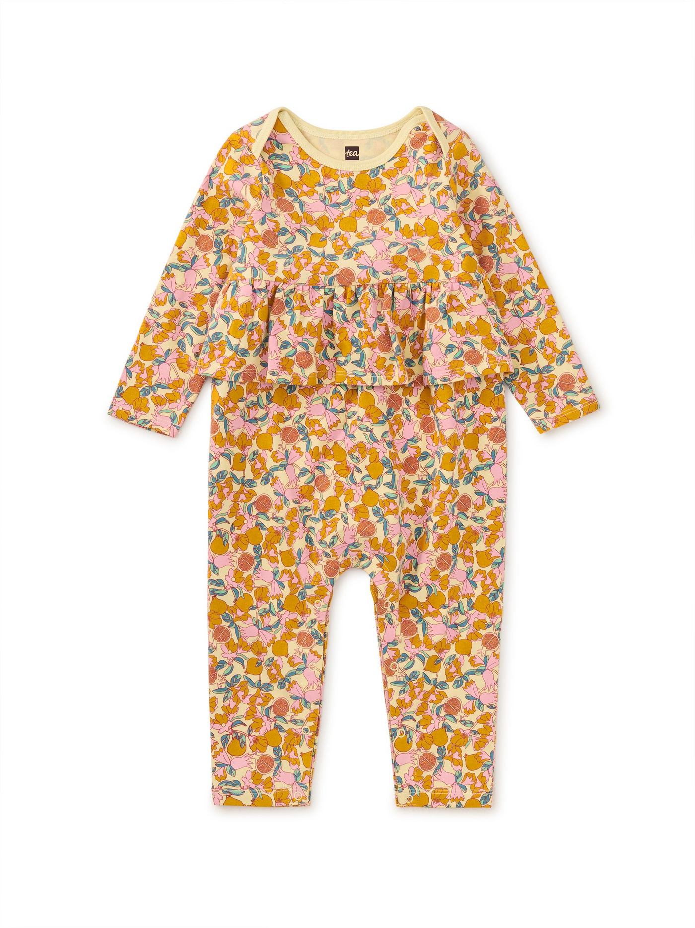 Peplum Baby Romper /Golden Pomegranate Floral