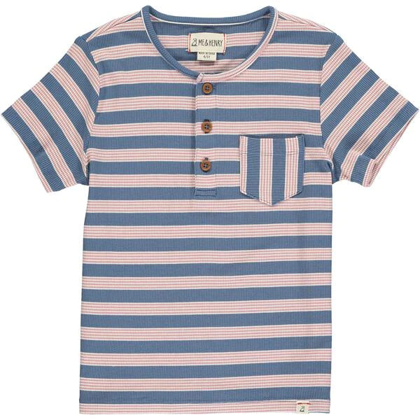 Blue/Pink Stripe SS Henley