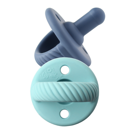 Robin's Egg Blue + Navy Cables Sweetie Soother Pacifier Sets (2-pack
