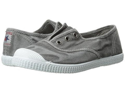 Cienta Washed Light Grey Canvas Laceless Sneaker