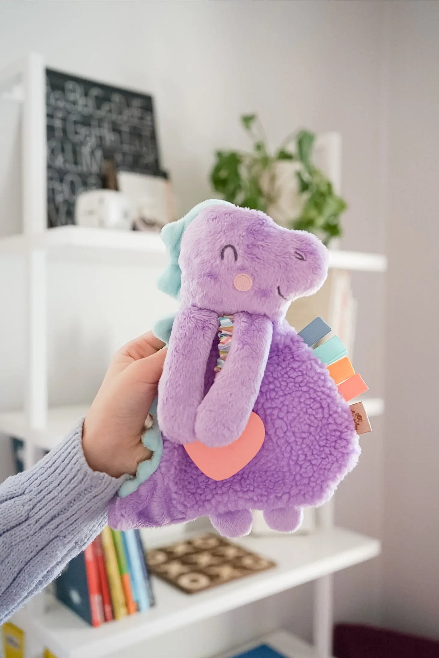 Itzy Love Lilac Dino Plush With Silicone Teether Toy