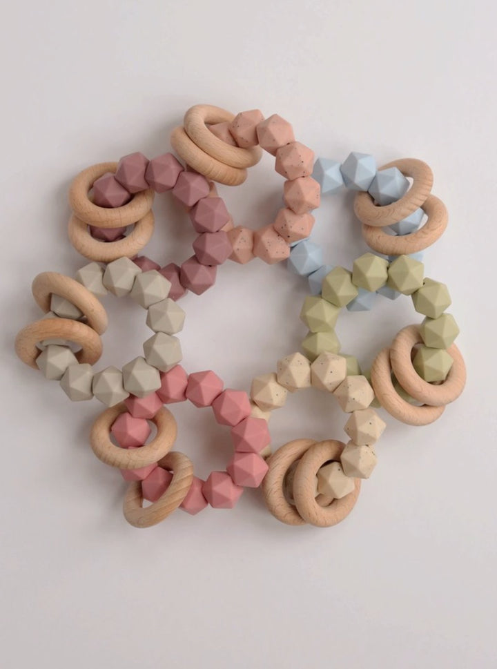 Silicone & Wood Teething Rattle