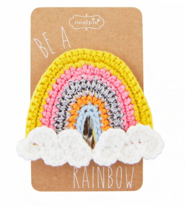 Yellow Rainbow Crochet Hair Clip