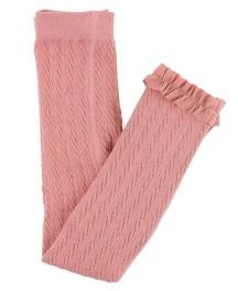 Dusty Rose Cable-Knit Footless Tights